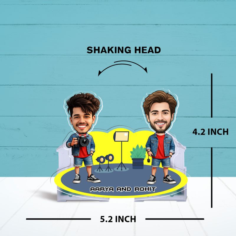 Personalized Bobblehead Caricature with Battery Powered Shaking Head Feature  Photographer Gift for Friends & Brother   Photographer Desk Decor